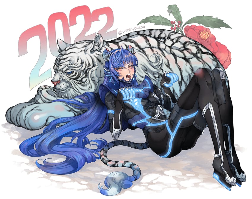 protagonist and byakko (shin megami tensei and 1 more) drawn by umeeeyoukan
