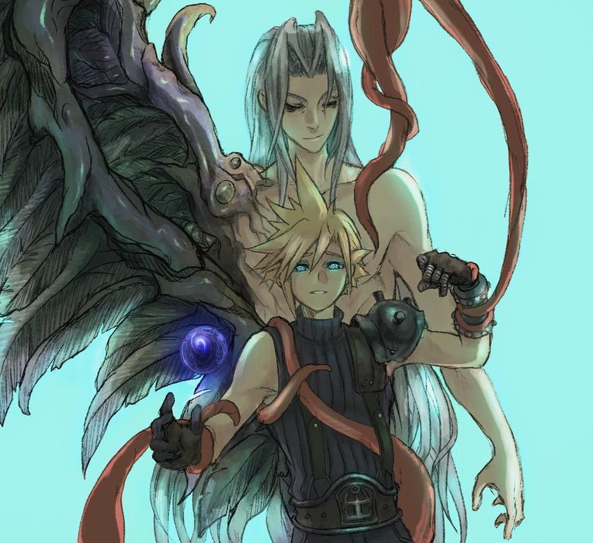 cloud strife, sephiroth, and safer sephiroth (final fantasy and 1 more) drawn by cloudcloudcloud