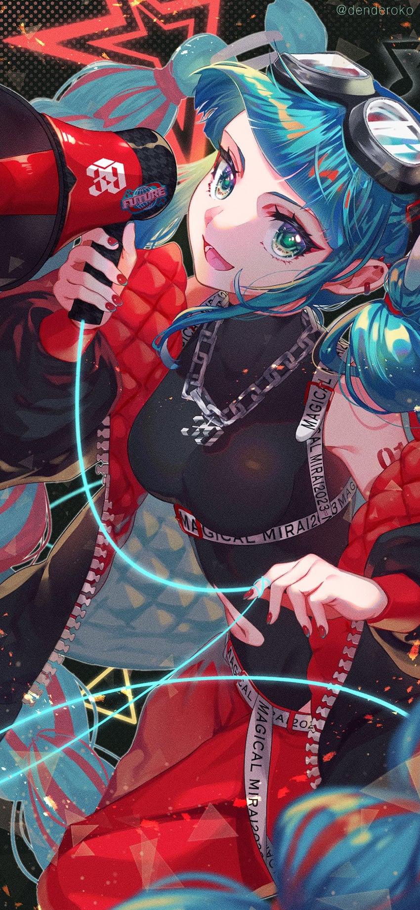 hatsune miku and magical mirai miku (vocaloid and 1 more) drawn by denko_(ziutyou3maruhho)