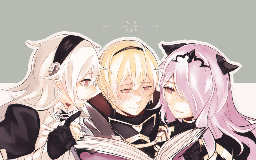 female corrin, camilla, and leo (fire emblem and 1 more) drawn by vento