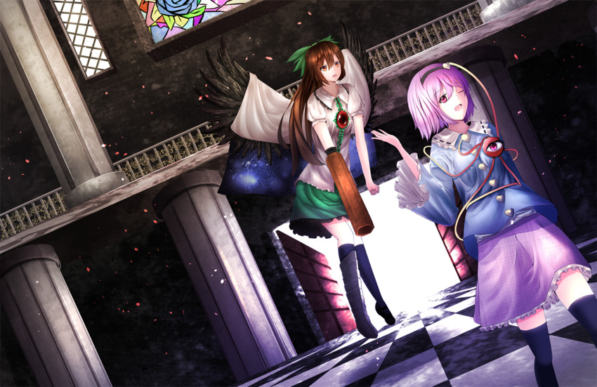 komeiji satori and reiuji utsuho (touhou) drawn by cacao_devil