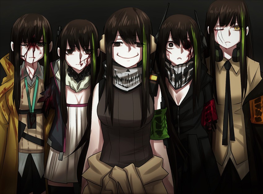 m16a1, m4a1, m4 sopmod ii, st ar-15, and ro635 (girls' frontline) drawn by ingukoon