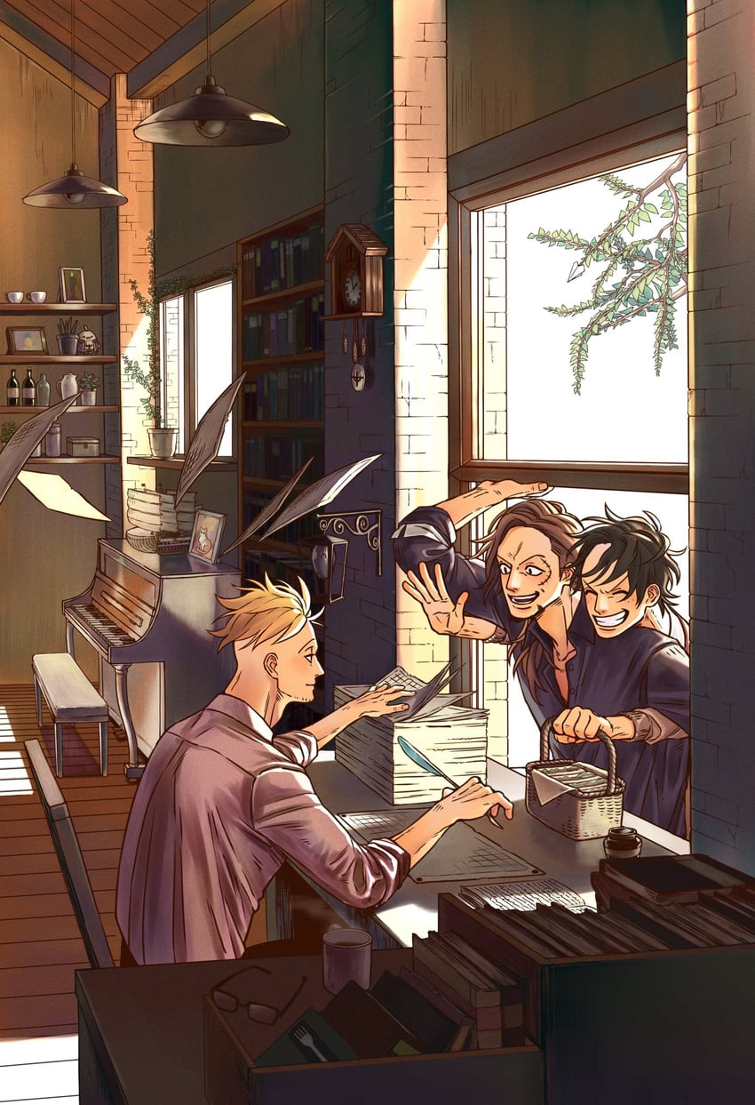 portgas d. ace, marco, and thatch (one piece) drawn by murokan_77