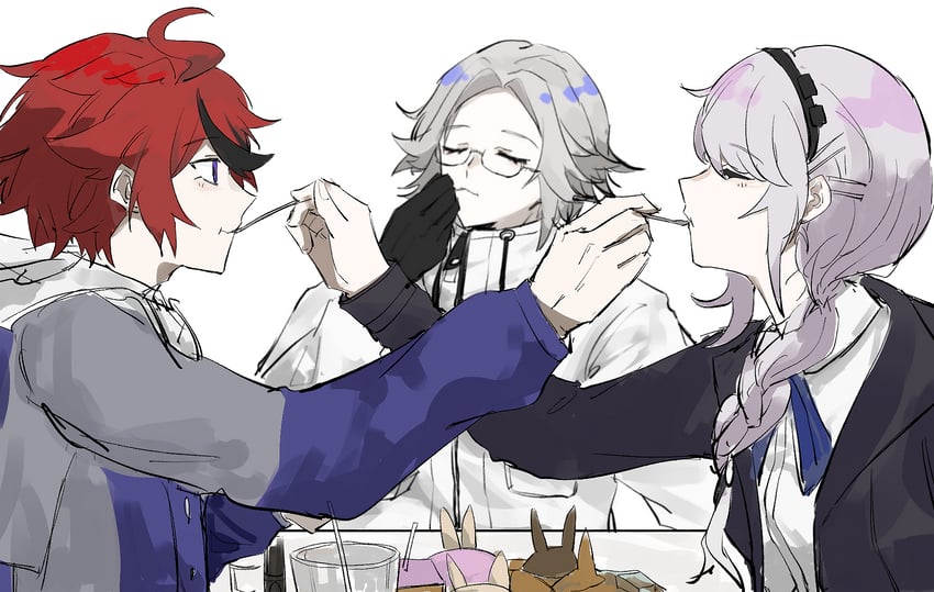 aotsuki eito, sumino takumi, and kirifuji nozomi (the hundred line -last defense academy-) drawn by sparrowhabird