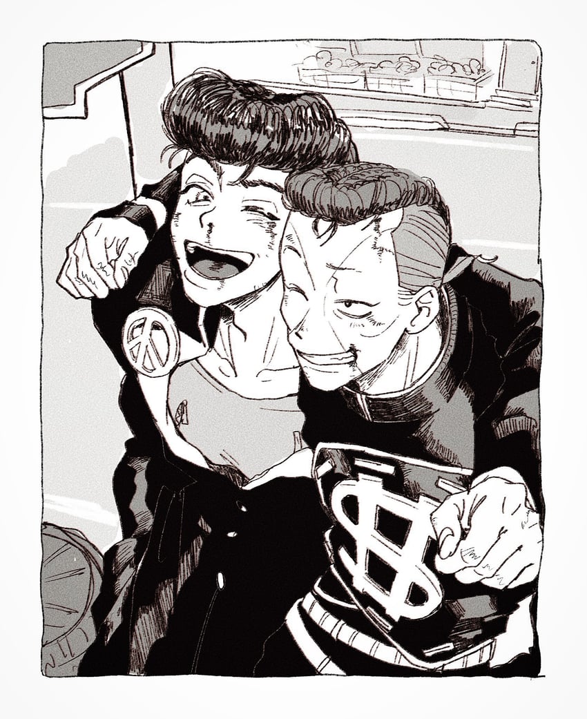 higashikata josuke and nijimura okuyasu (jojo no kimyou na bouken and 1 more) drawn by t_0nd