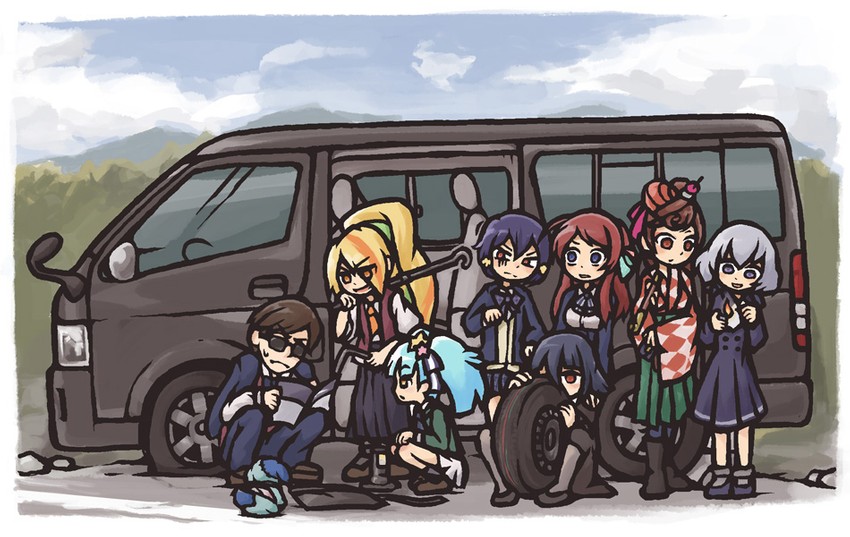 konno junko, minamoto sakura, mizuno ai, nikaidou saki, hoshikawa lily, and 4 more (zombie land saga) drawn by aozakana_zabaano