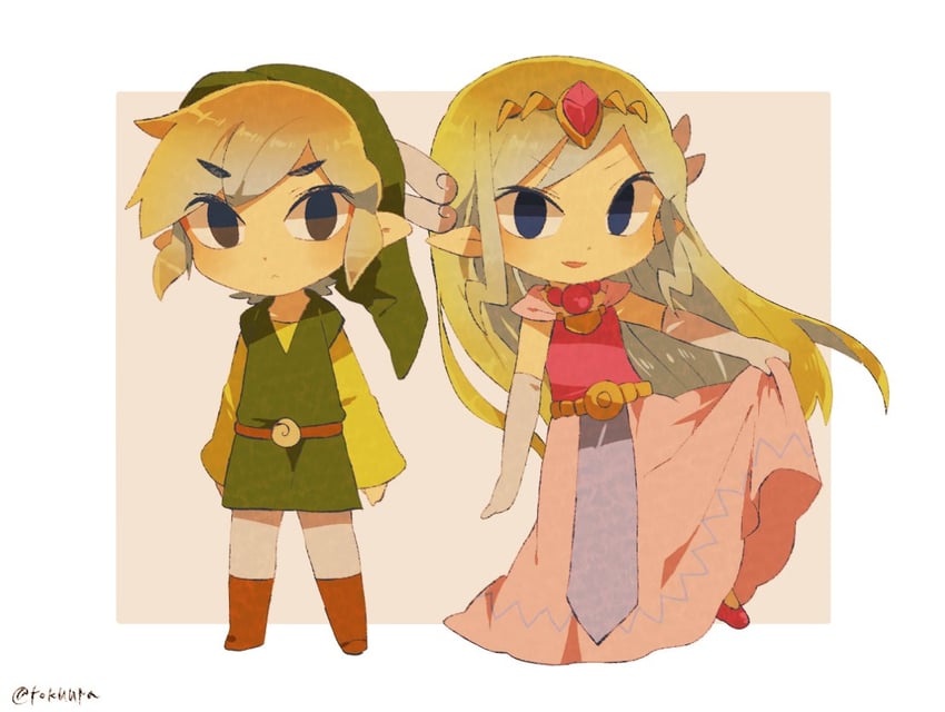 link, princess zelda, toon link, and toon zelda (the legend of zelda and 2 more) drawn by tokuura