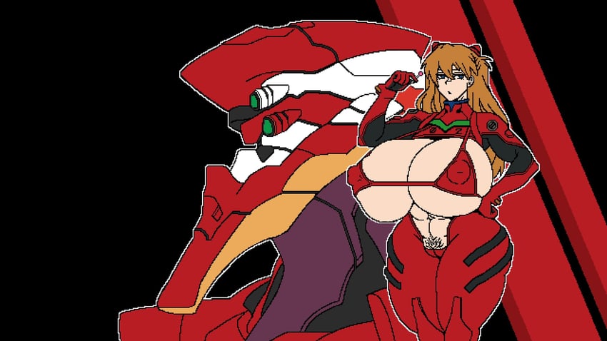 souryuu asuka langley and eva 02 (neon genesis evangelion) drawn by piperat_(whyme_zz)