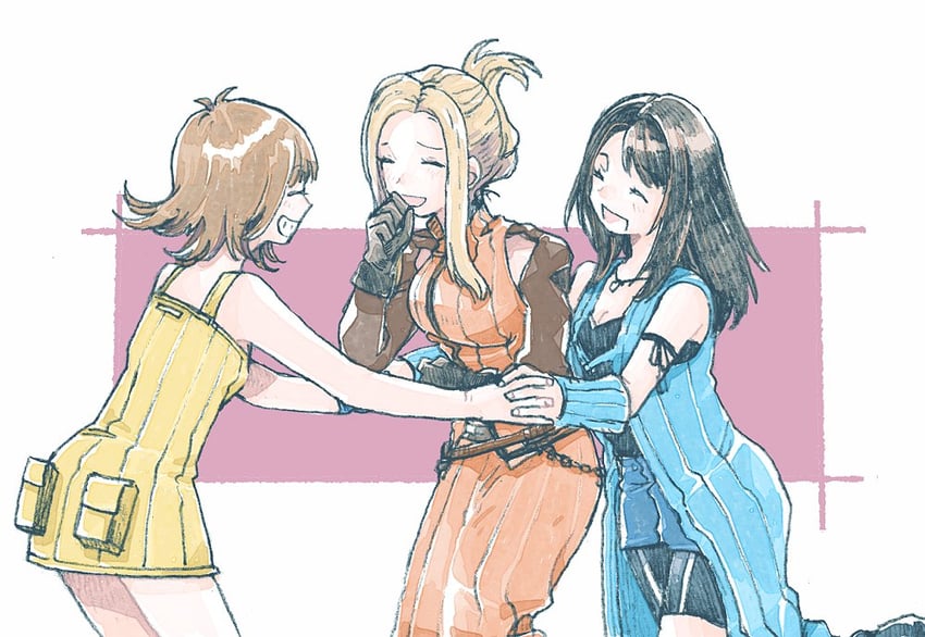 rinoa heartilly, selphie tilmitt, and quistis trepe (final fantasy and 1 more) drawn by michibata_65