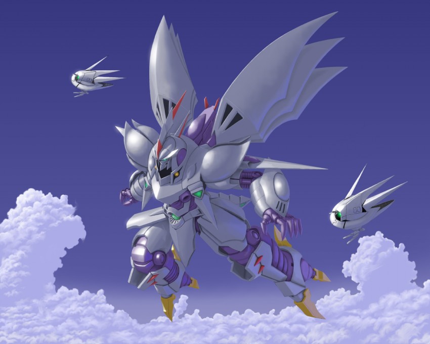cybuster, shiro, and kuro (super robot wars and 1 more) drawn by 0-sum
