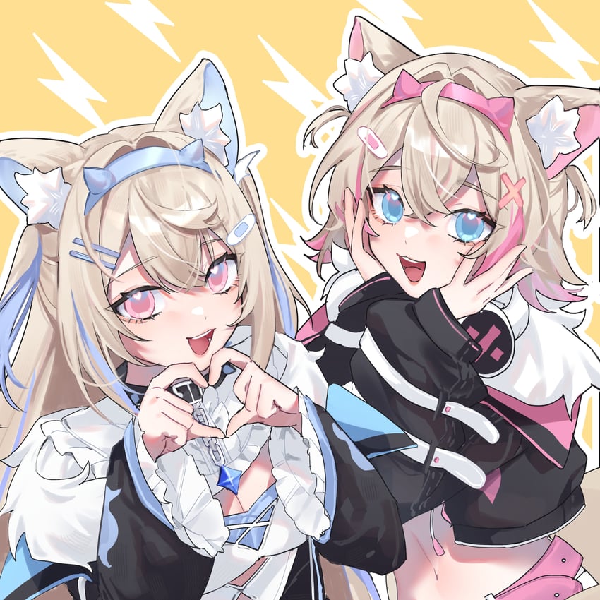 fuwawa abyssgard and mococo abyssgard (hololive and 1 more) drawn by himey