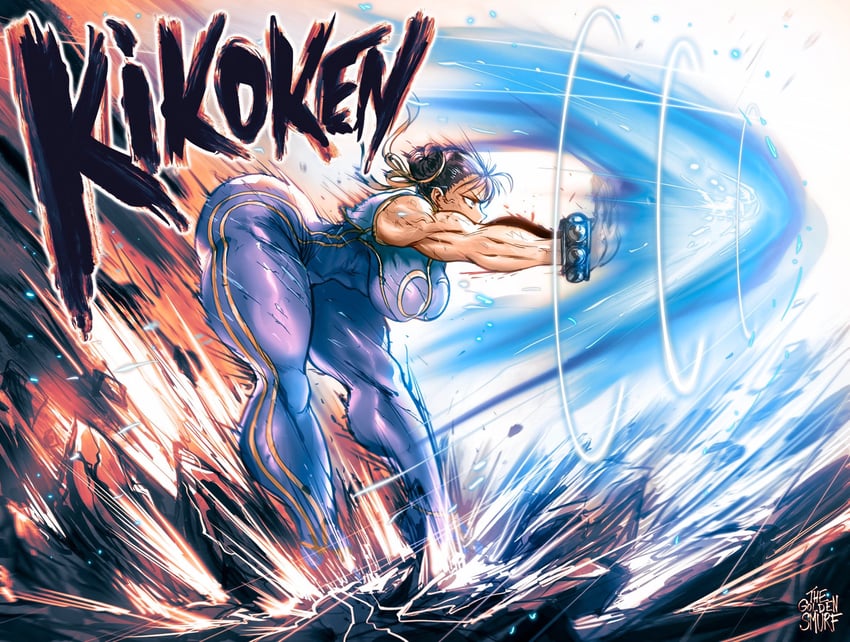 chun-li (street fighter and 1 more) drawn by the_golden_smurf