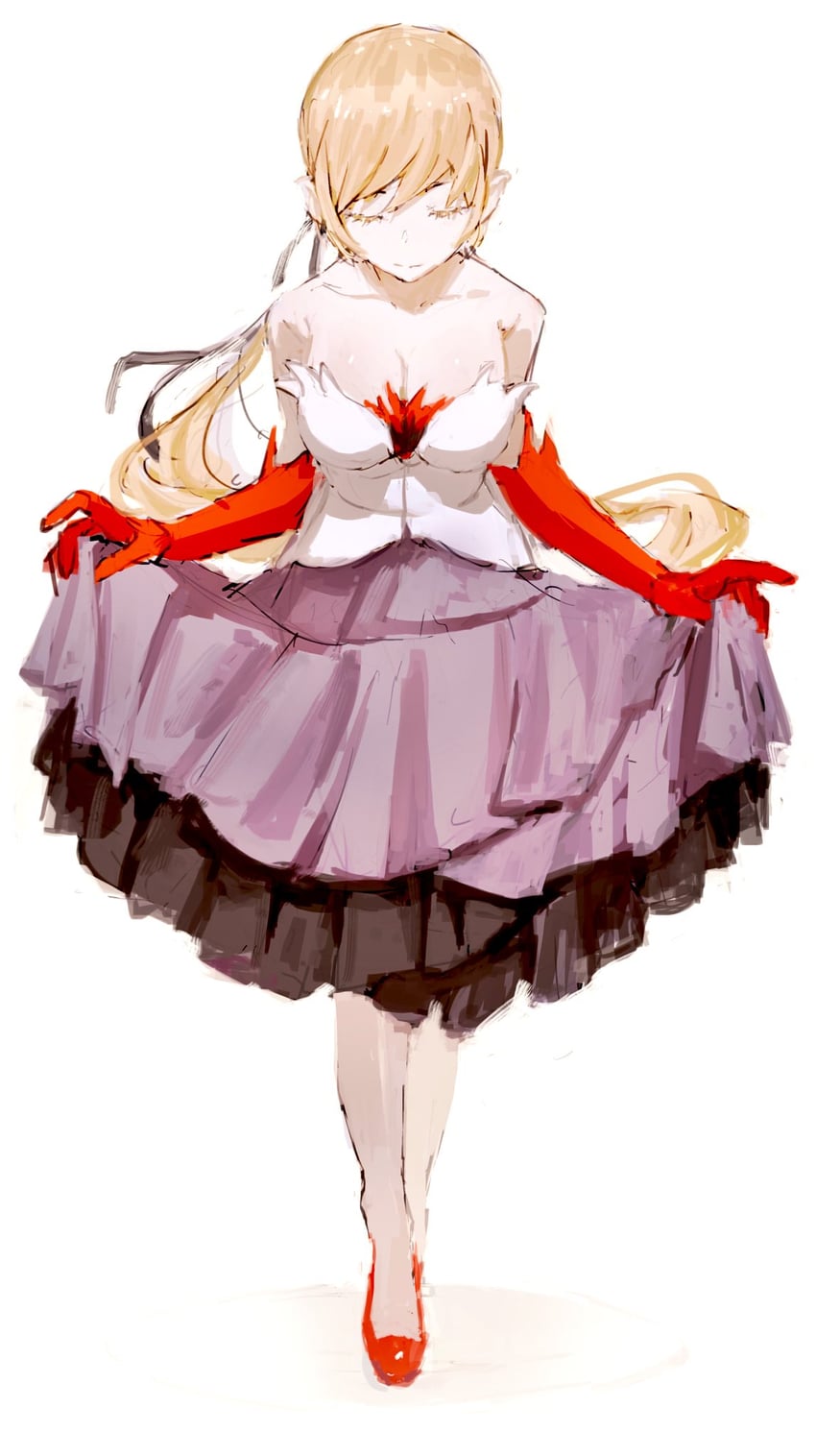 oshino shinobu and kiss-shot acerola-orion heart-under-blade (monogatari and 1 more) drawn by taki_(a313131333)