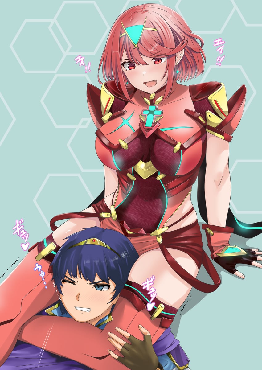 pyra and marth (fire emblem and 4 more) drawn by jouzaburou_(joe3)