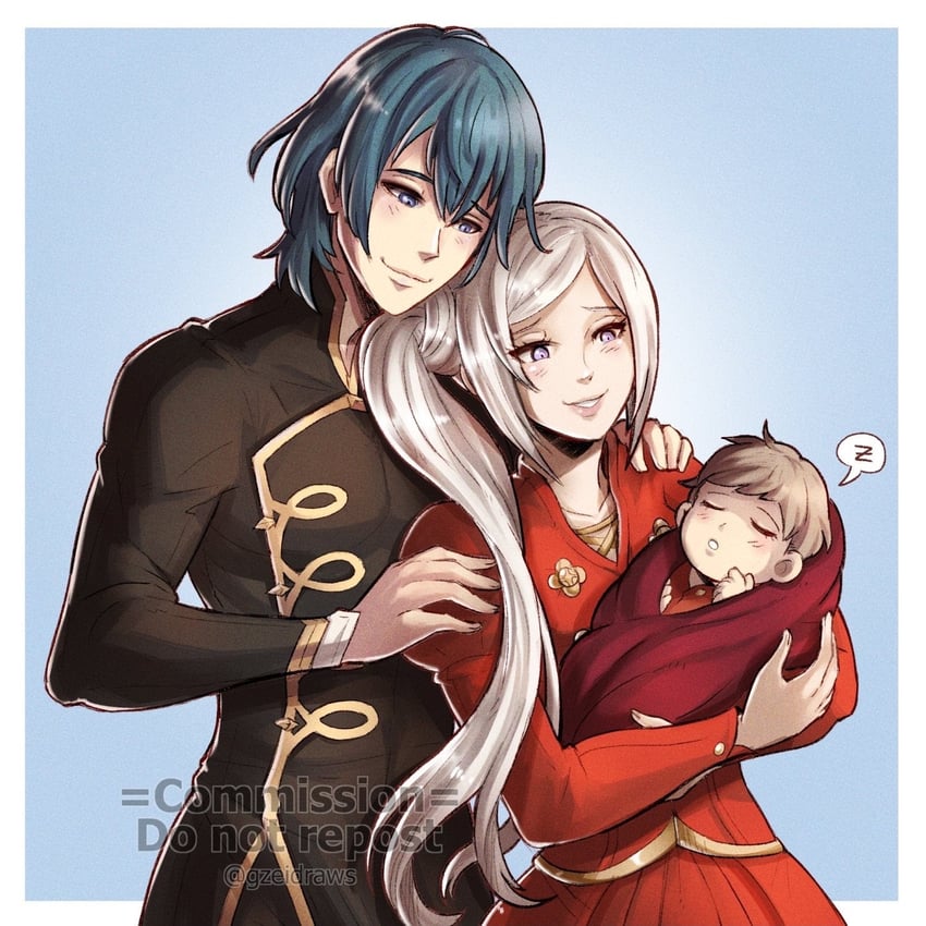 edelgard von hresvelg and male byleth (fire emblem and 1 more) drawn by gzei