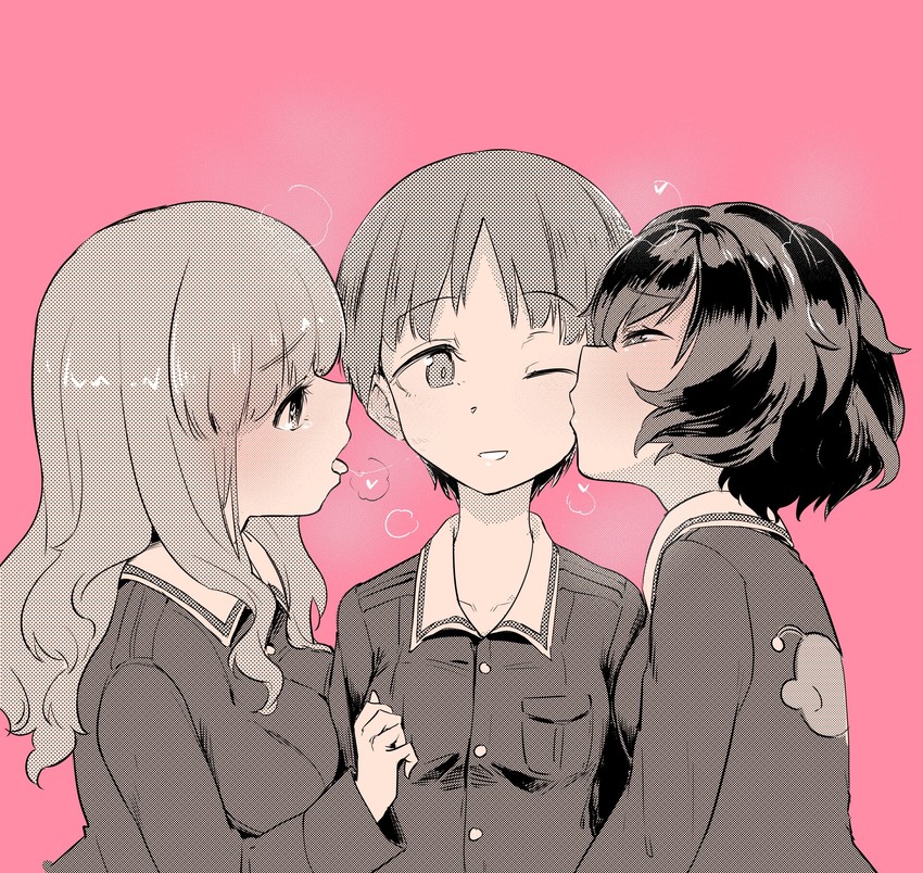 nishizumi miho, akiyama yukari, and takebe saori (girls und panzer) drawn by aomushi_(mushamusha)