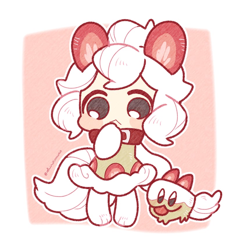 cake hound, cream cake hound, and strawberry shortcake cookie (cookie run and 2 more) drawn by shiro_(tiotolv)
