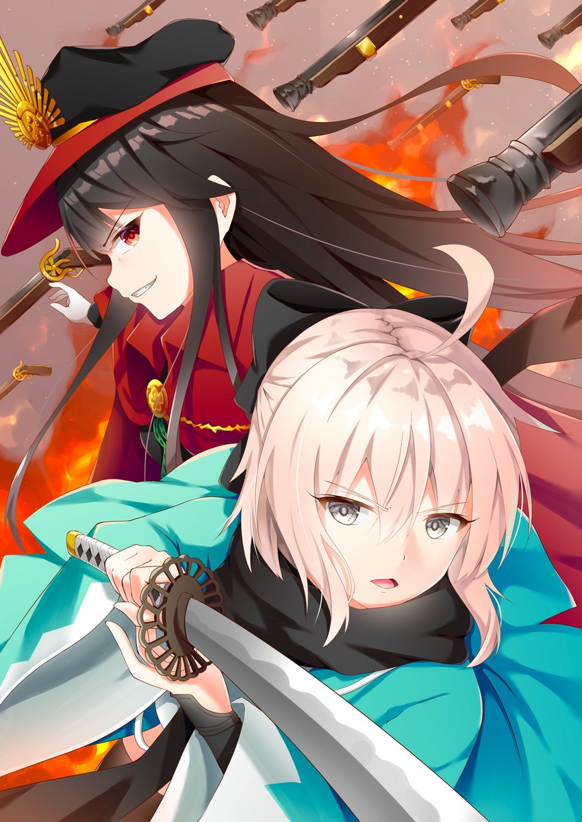 okita souji and oda nobunaga (fate and 2 more) drawn by yashima_roi
