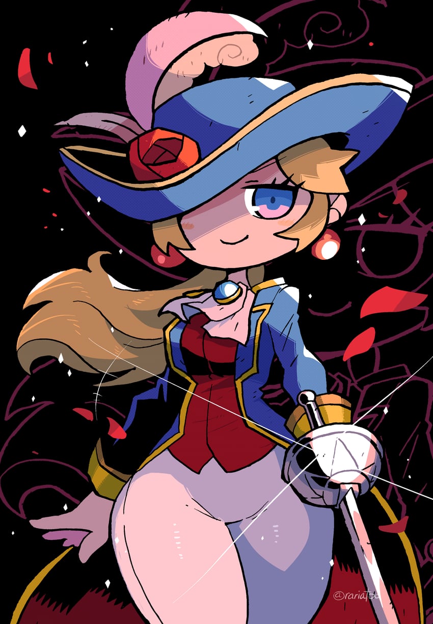 princess peach and swordfighter peach (mario and 1 more) drawn by rariatto_(ganguri)