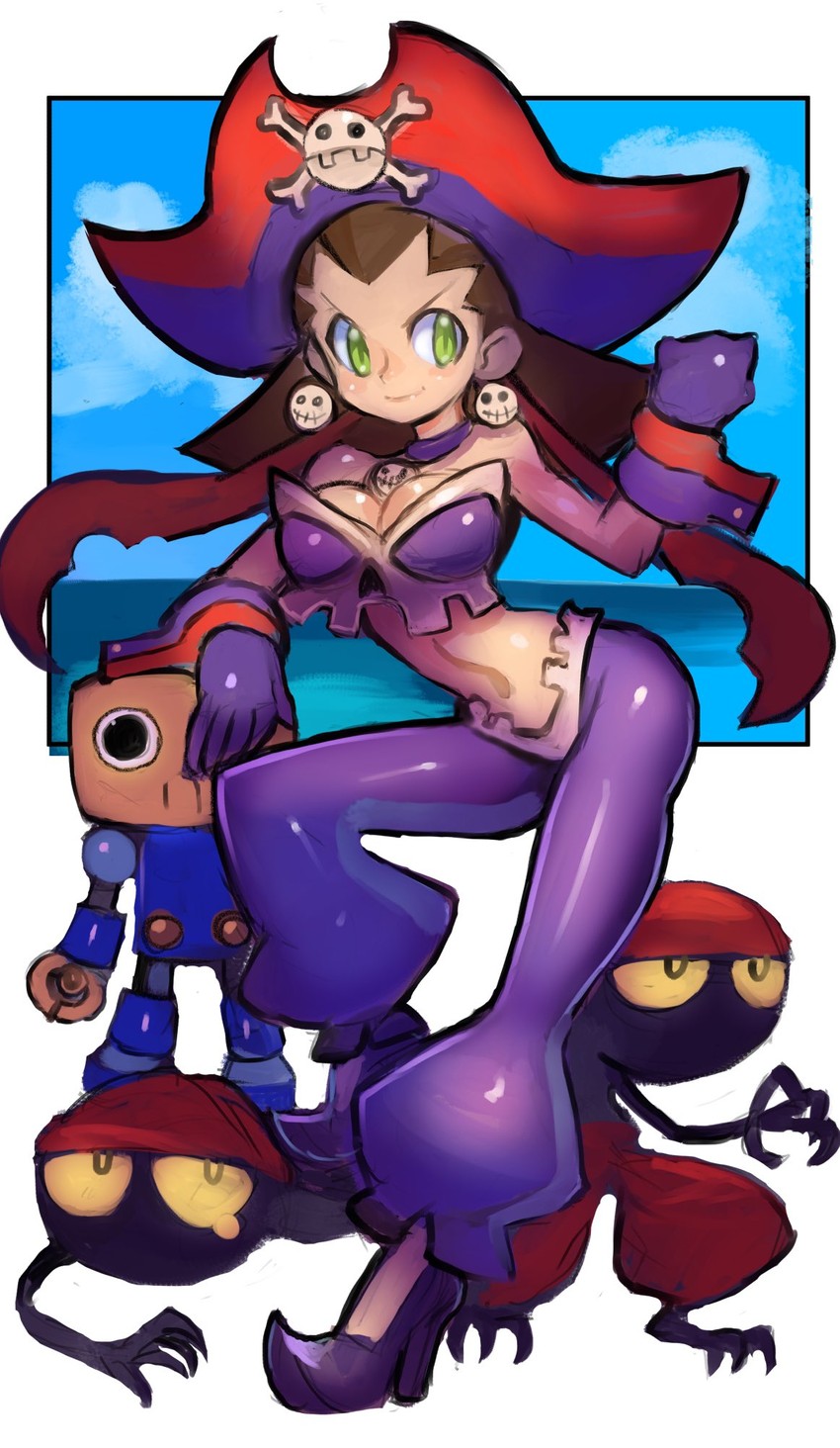 tron bonne, servbot, risky boots, and tinkerbat (mega man and 2 more) drawn by dakusuta