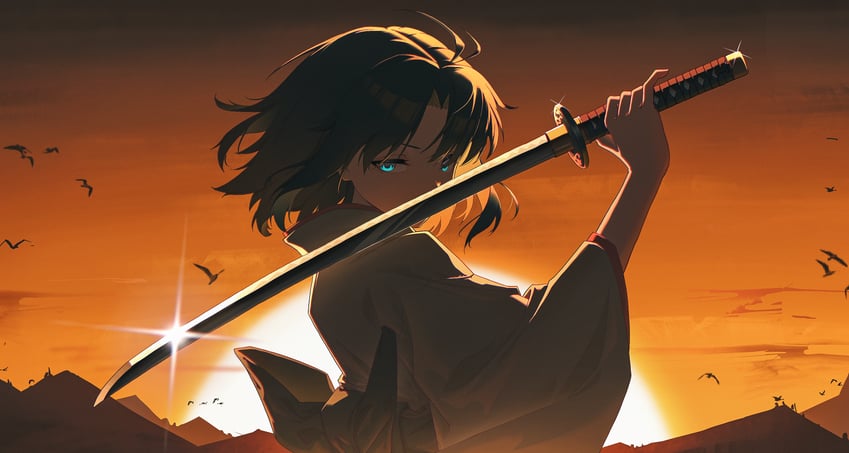 ryougi shiki and void shiki (fate and 2 more) drawn by enoharatoki