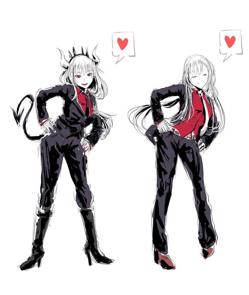 ak-12 and lucifer (girls' frontline and 1 more) drawn by chika_(keiin)