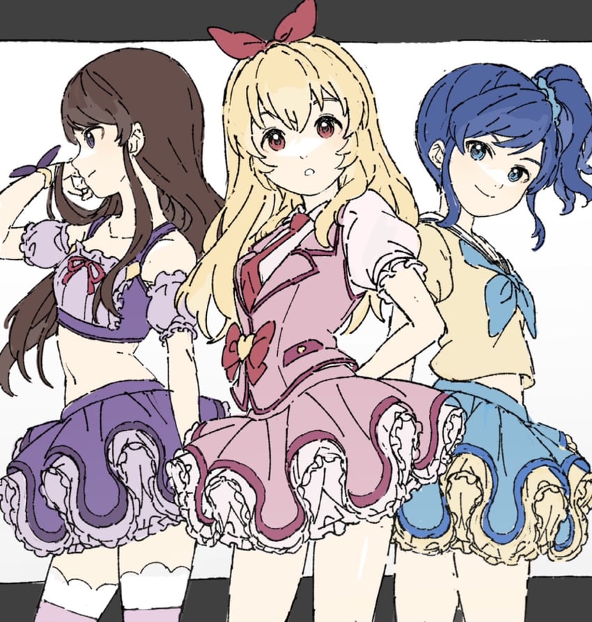hoshimiya ichigo, kiriya aoi, and shibuki ran (aikatsu!) drawn by ginjiro_(ginjiroxx)