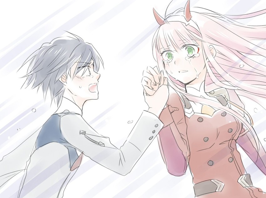 zero two and hiro (darling in the franxx) drawn by bearlabel_ka
