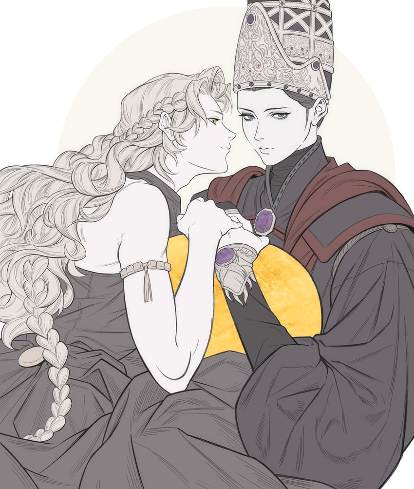 queen marika the eternal and rennala queen of the full moon (elden ring) drawn by ebi_draw