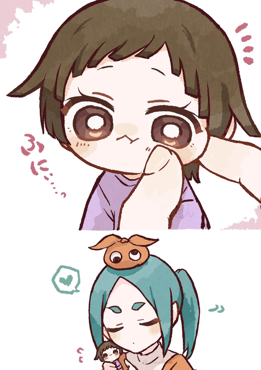 sengoku nadeko and ononoki yotsugi (monogatari and 1 more) drawn by izu_lemon