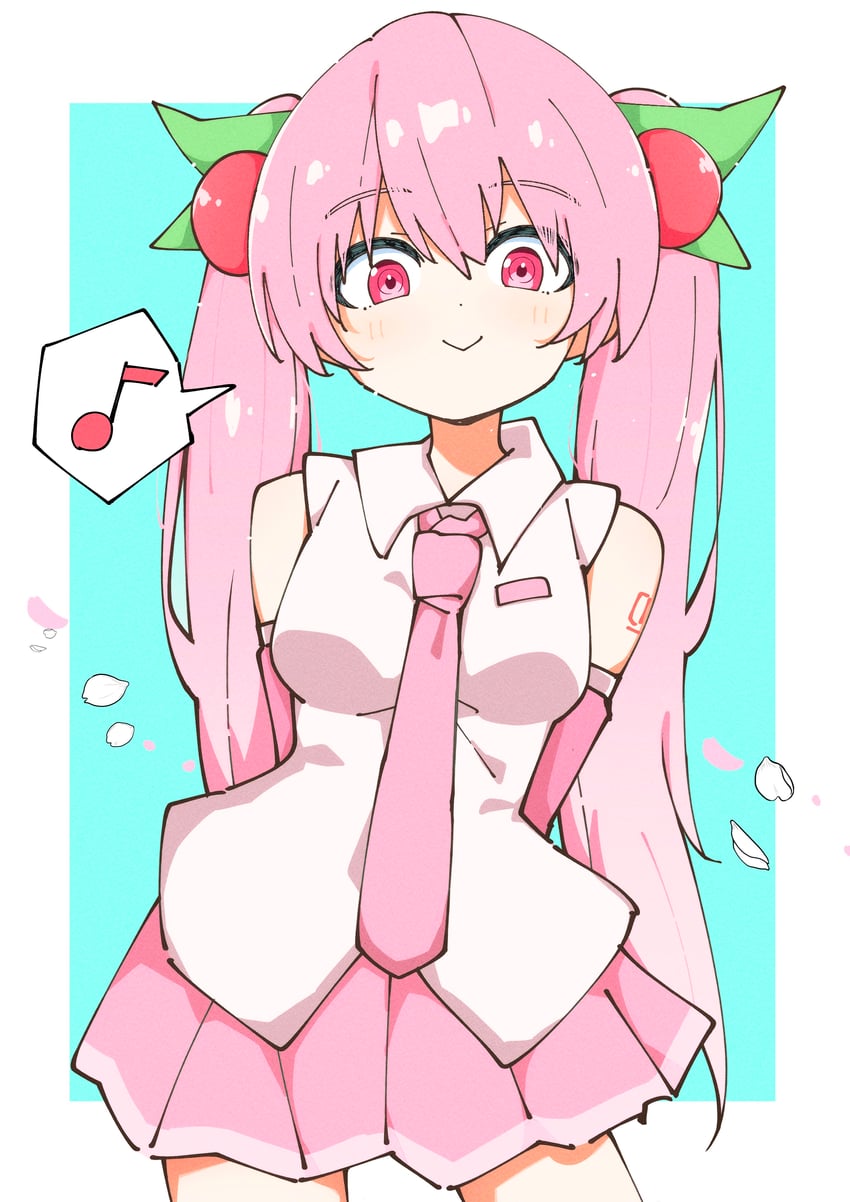 hatsune miku and sakura miku (vocaloid) drawn by kei_(k_eii0)