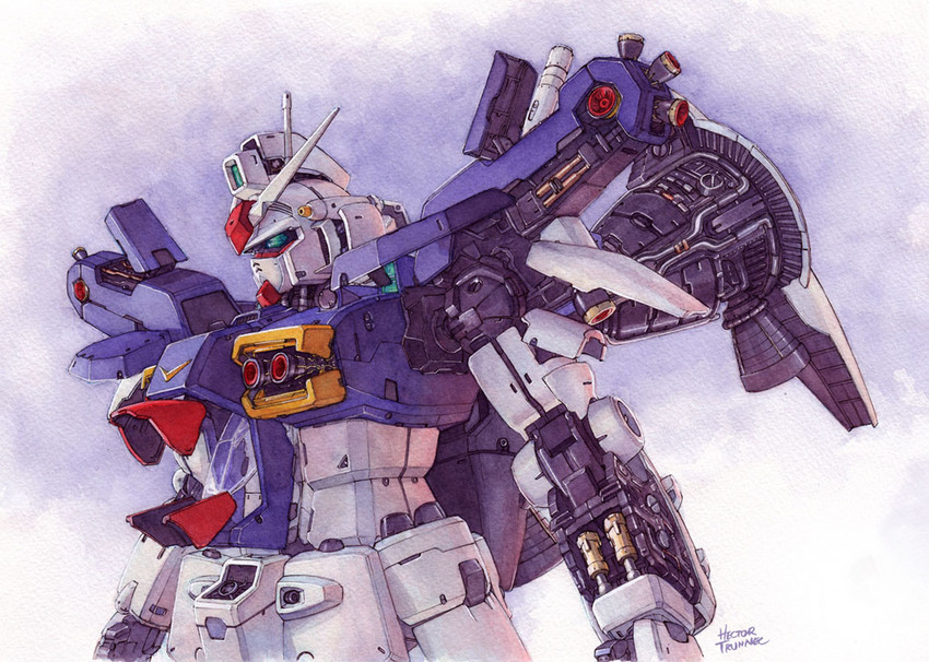 gundam gp-01 zephyranthes (gundam and 1 more) drawn by hector_trunnec