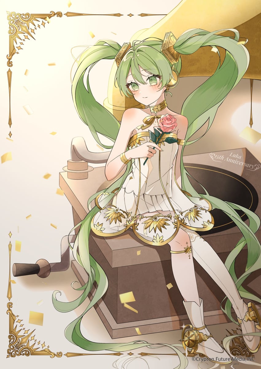 hatsune miku and gramophone miku (vocaloid and 1 more) drawn by maca1227
