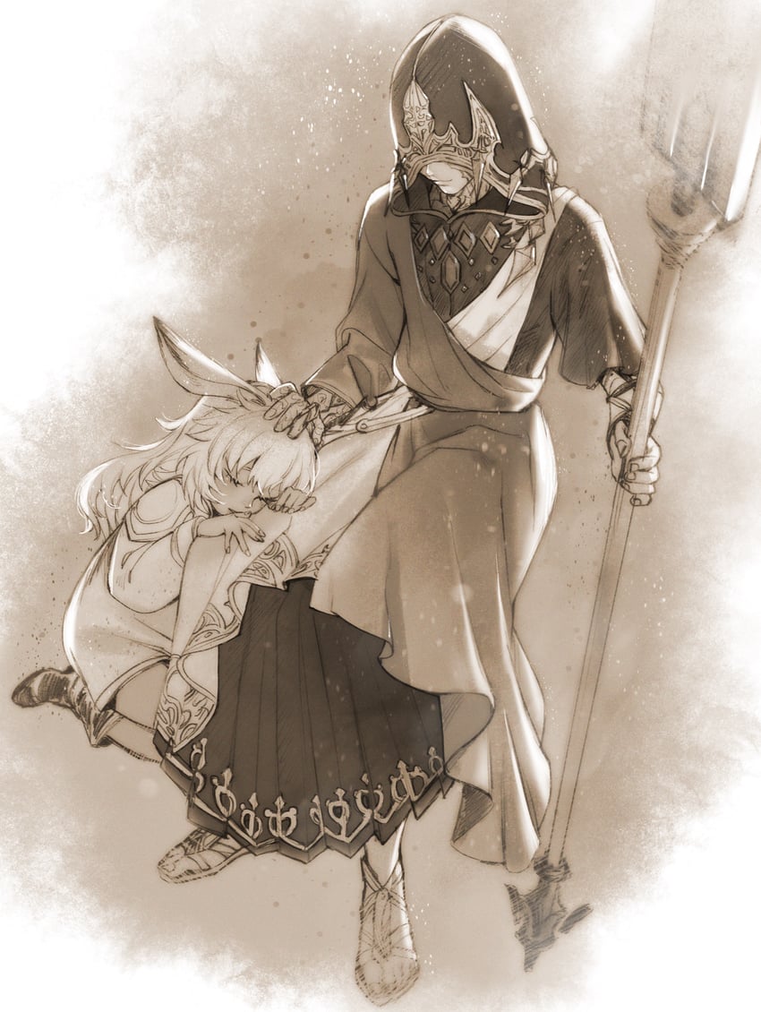 g'raha tia, crystal exarch, and lyna (final fantasy and 1 more) drawn by simite