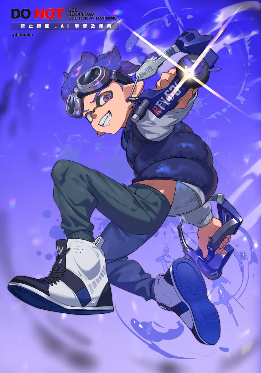 inkling player character and inkling boy (splatoon) drawn by jinkoika
