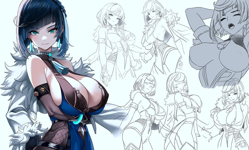 yelan (genshin impact) drawn by indy_k