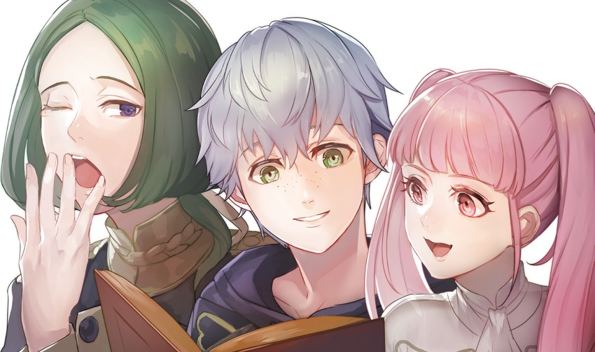 hilda valentine goneril, linhardt von hevring, and ashe ubert (fire emblem and 1 more) drawn by kokouno_oyazi