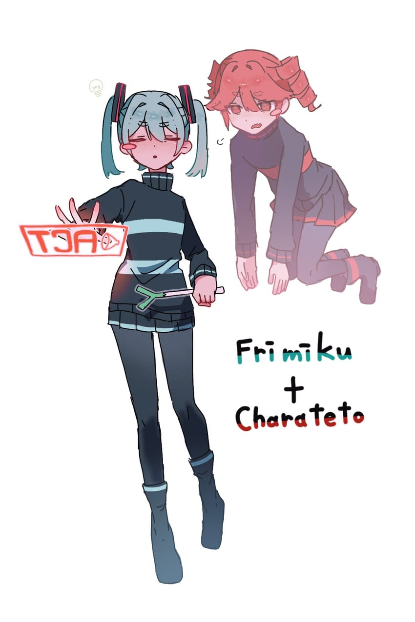 hatsune miku, kasane teto, frisk, and chara (vocaloid and 2 more) drawn by nu_(na_ndaisuki)