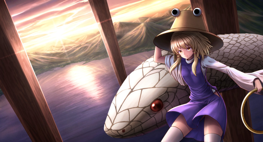 moriya suwako and mishaguji (touhou) drawn by maitake_(maitake1234)