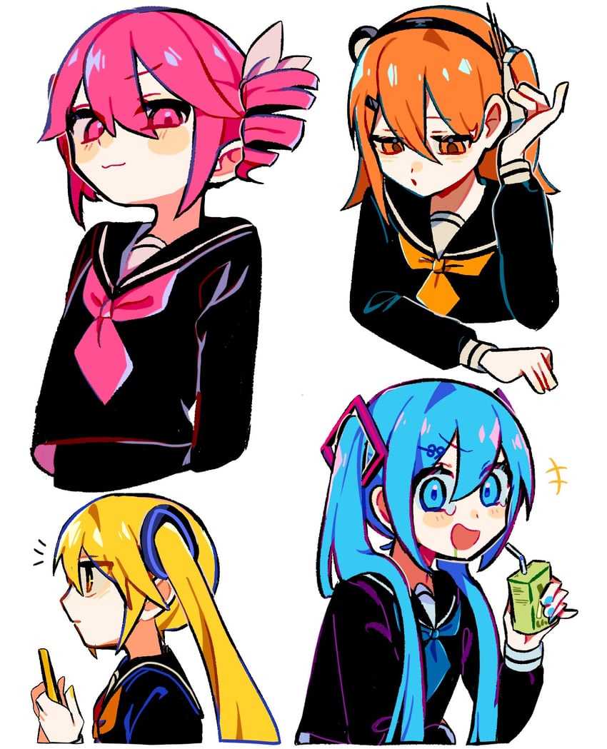 hatsune miku, kasane teto, adachi rei, and akita neru (vocaloid and 3 more) drawn by avocado_hamburg