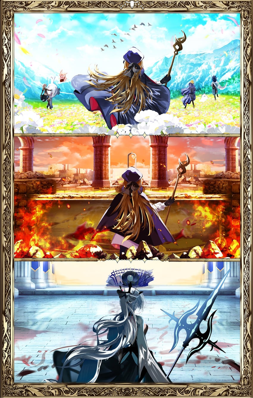 mash kyrielight, cu chulainn, morgan le fay, aesc, habetrot, and 2 more (fate and 1 more) drawn by antinese