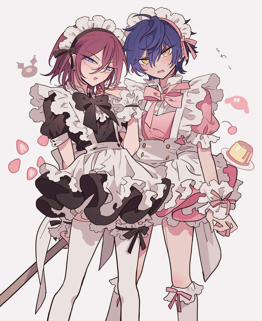 my melody, kuromi, saegusa ibara, and sazanami jun (ensemble stars! and 2 more) drawn by meremero