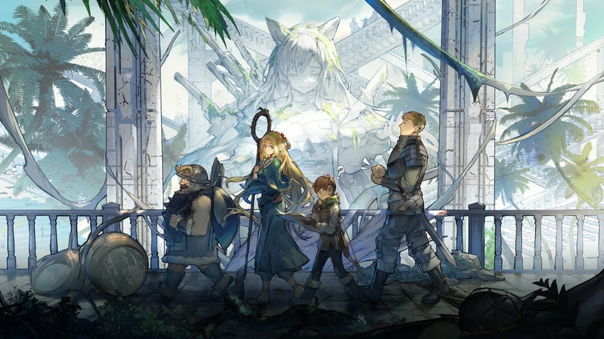 marcille donato, laios touden, senshi, chilchuck tims, and ceobe (arknights and 1 more)