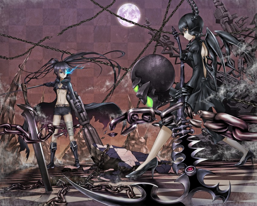 black rock shooter and dead master (black rock shooter) drawn by maazyu