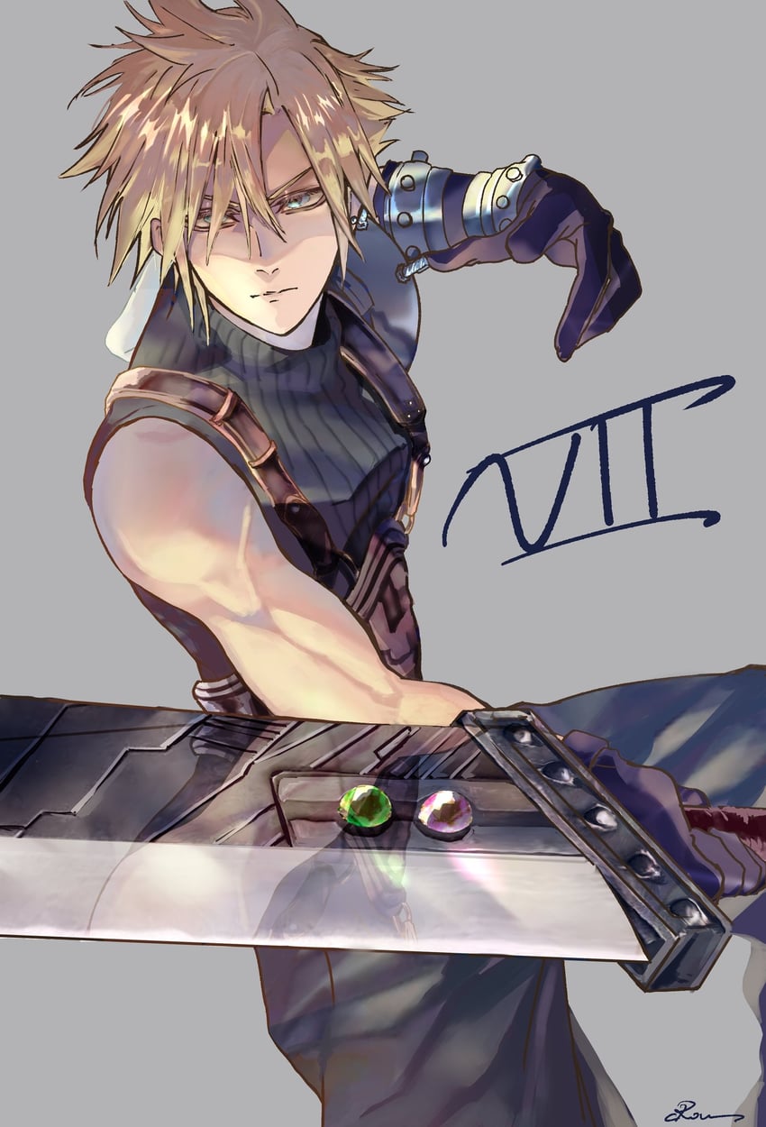 cloud strife (final fantasy and 2 more) drawn by crow_illust