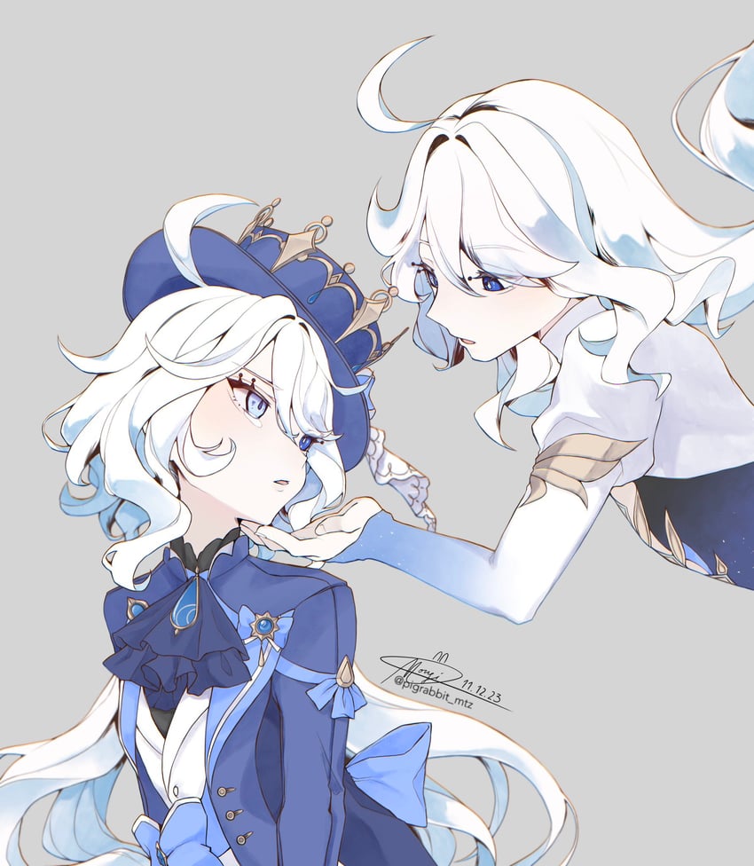 furina and focalors (genshin impact) drawn by pigrabbit_mtz