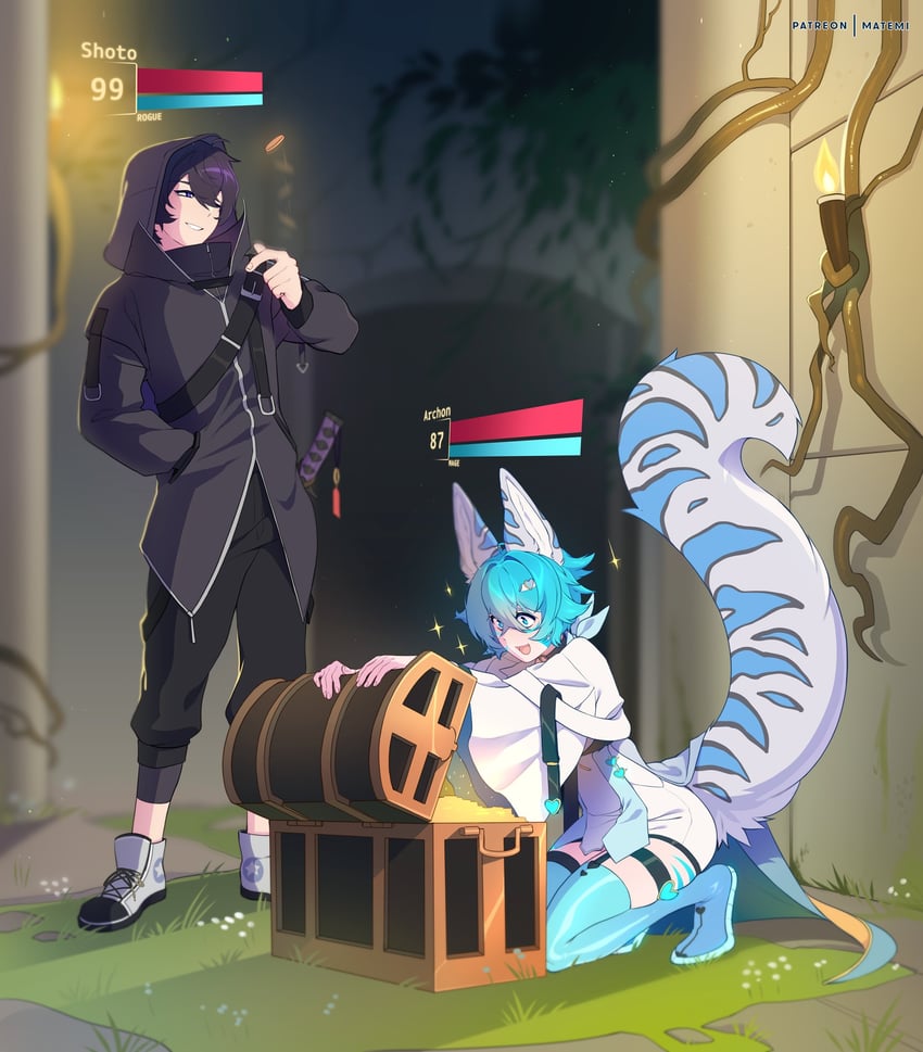 shoto and archon eclipse (indie virtual youtuber) drawn by matemi