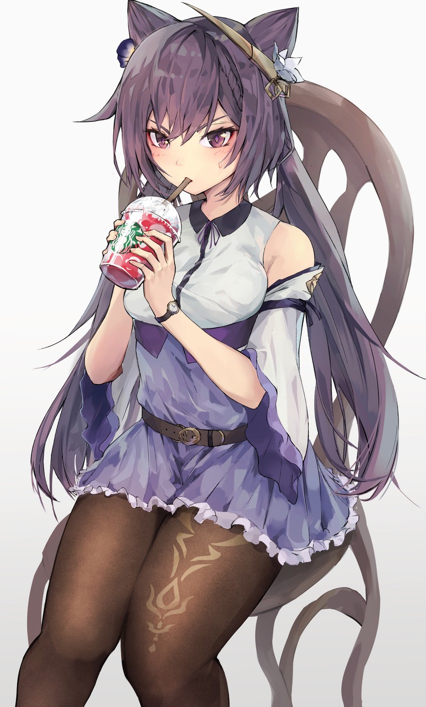 keqing (genshin impact and 1 more) drawn by shinonome_tsukasa