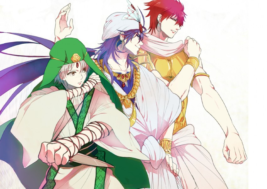 sinbad, ja'far, and masrur (magi the labyrinth of magic) drawn by kshirota