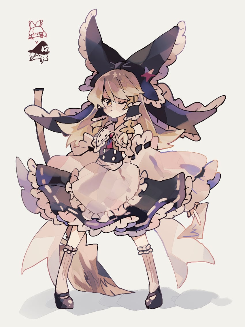 hakurei reimu and kirisame marisa (touhou) drawn by ratto_(mobilis_1870)